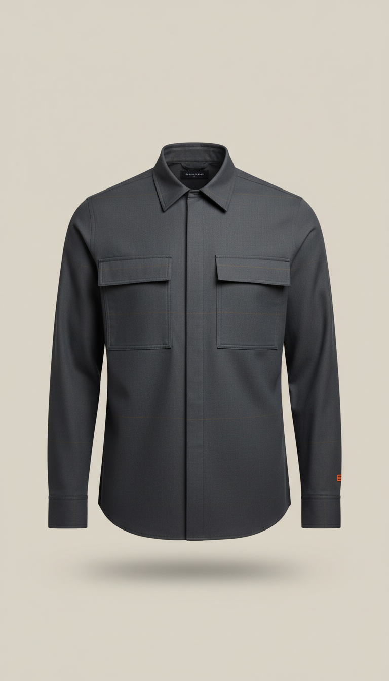 Technical blend overshirt in city blue