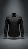 Tailored cotton shirt in graphite black
