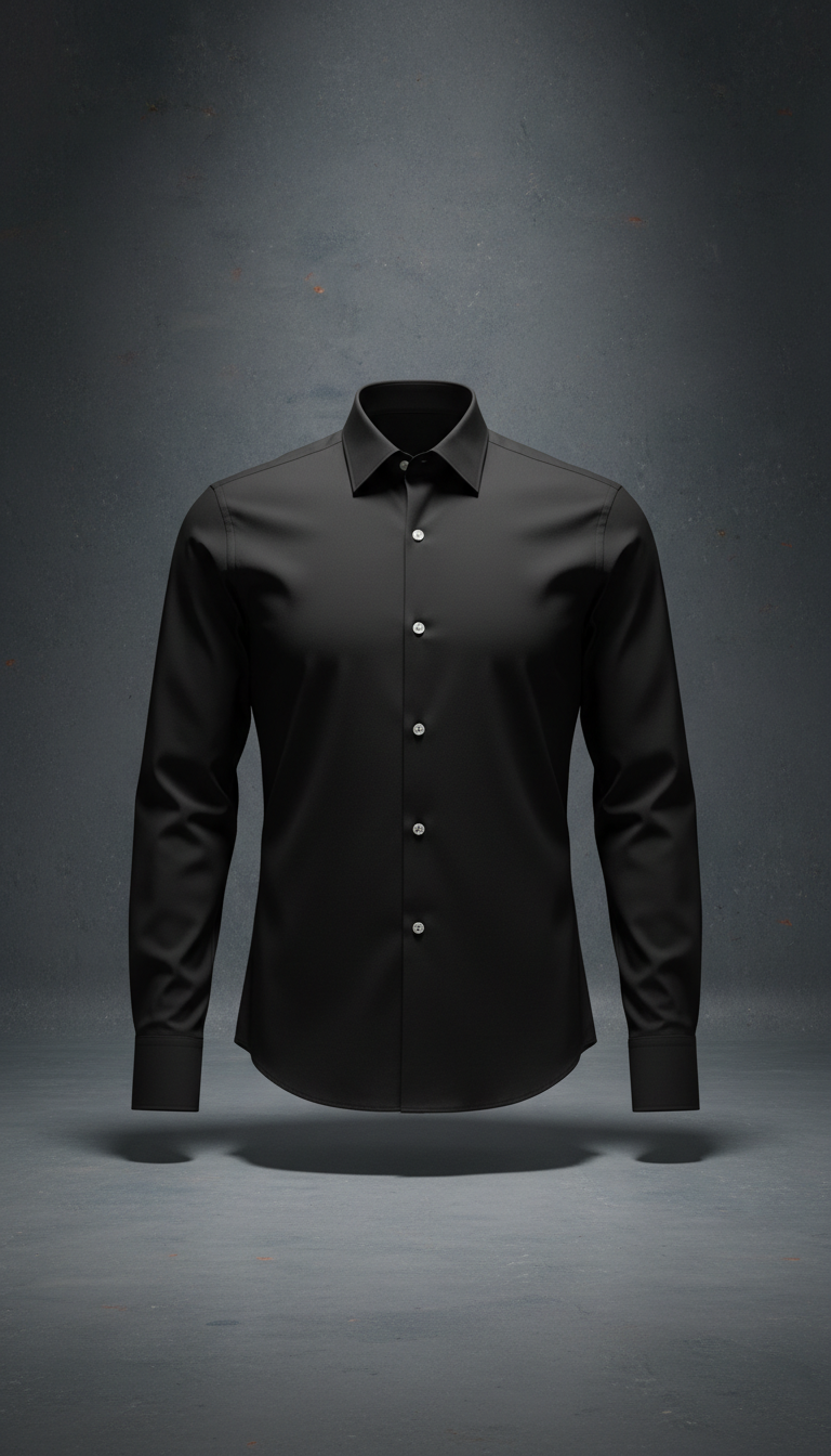 Tailored cotton shirt in graphite black